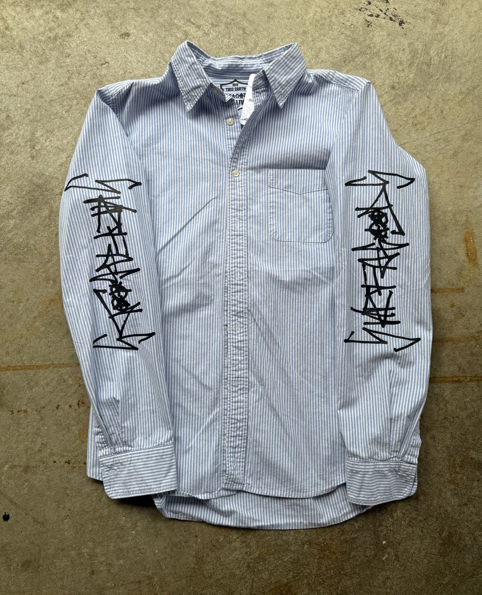 CREW STRIPE GRAFFITI BUTTON UP SHIRT 1/1 M/L