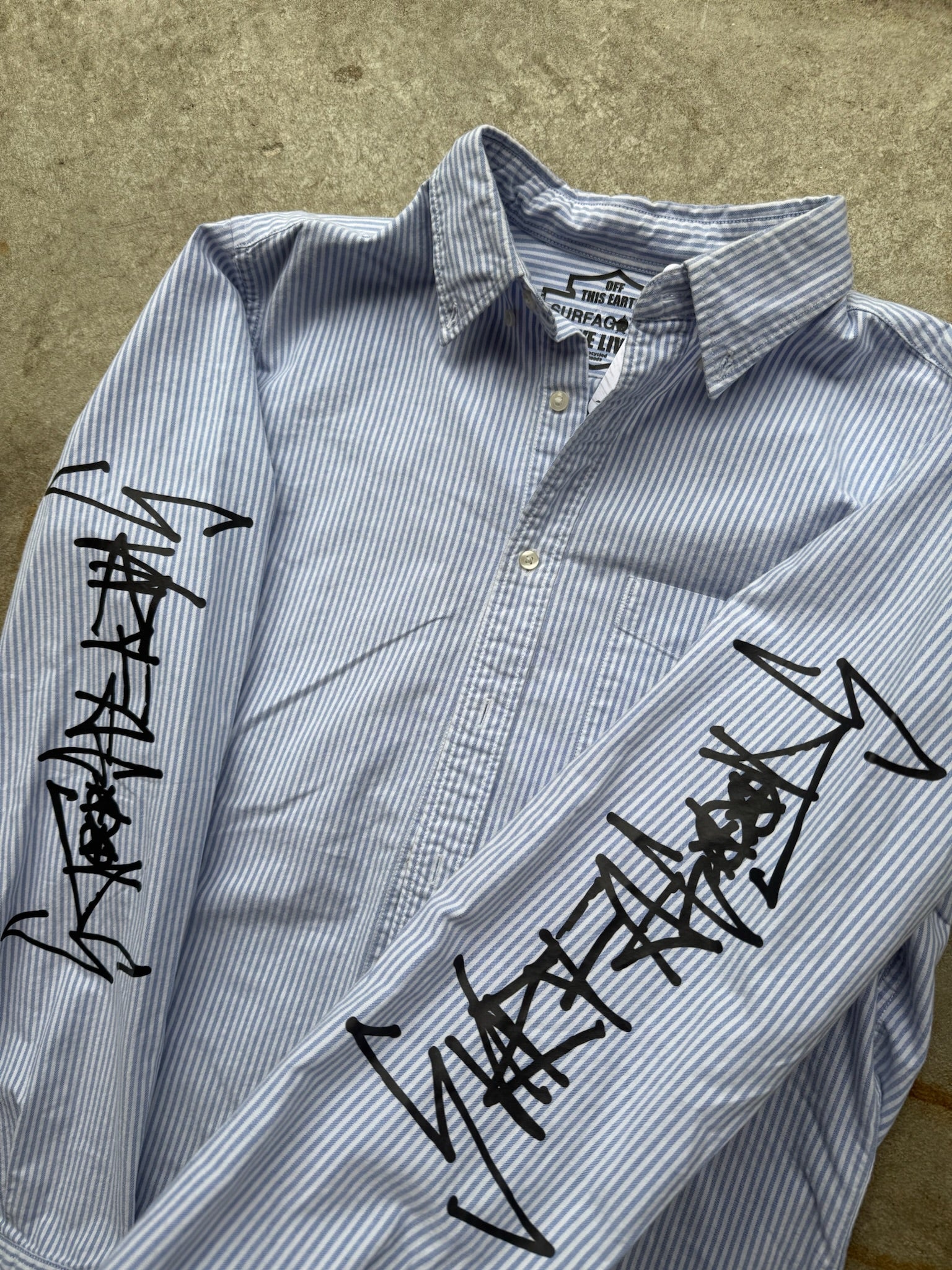 CREW STRIPE GRAFFITI BUTTON UP SHIRT 1/1 M/L