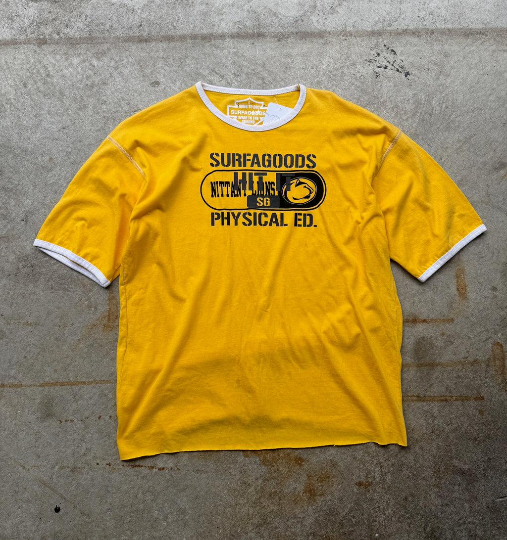 PHYS ED RE-PRINT VINTAGE RINGER TEE CROPPED 1/1 L