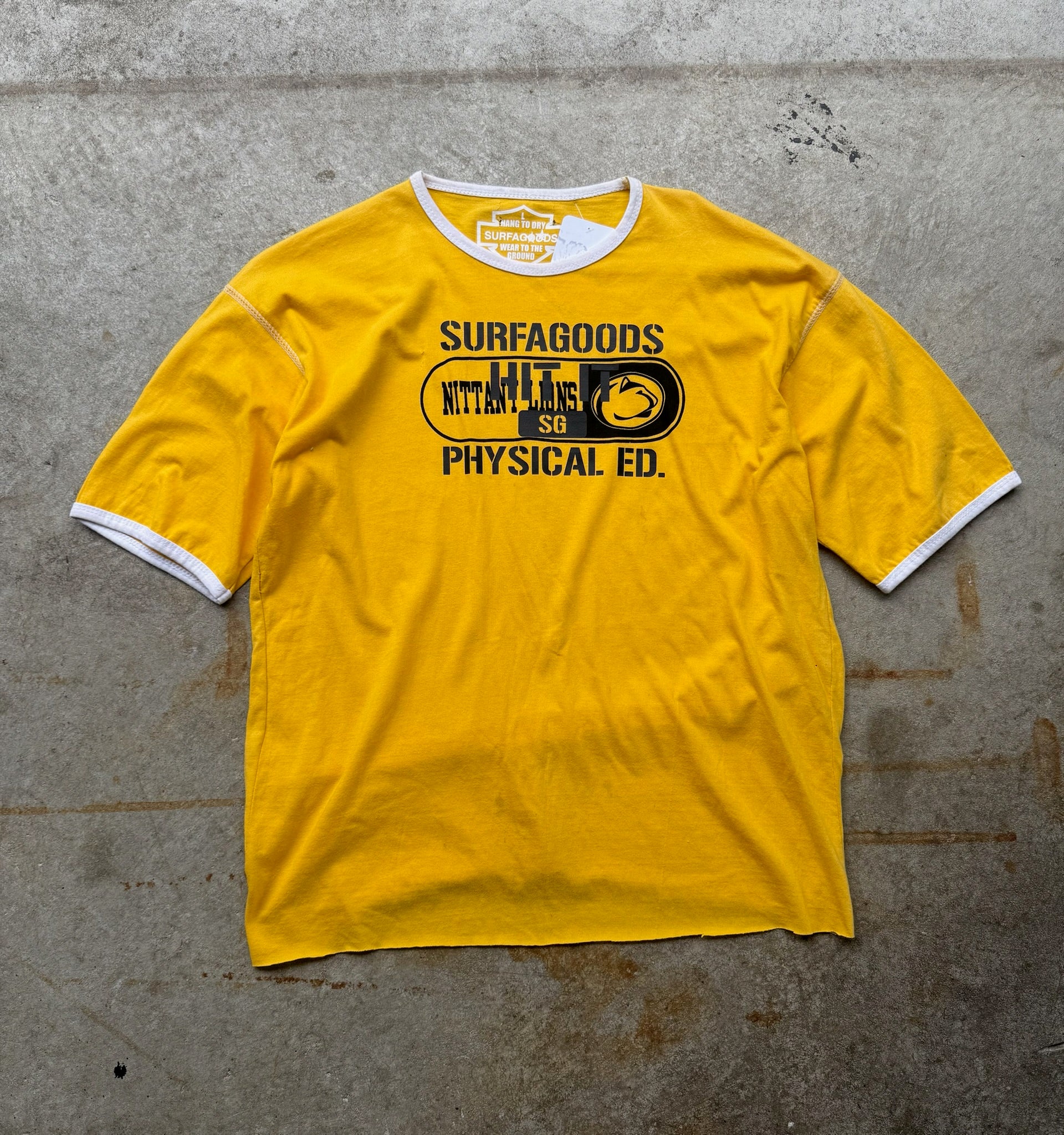PHYS ED RE-PRINT VINTAGE RINGER TEE CROPPED 1/1 L