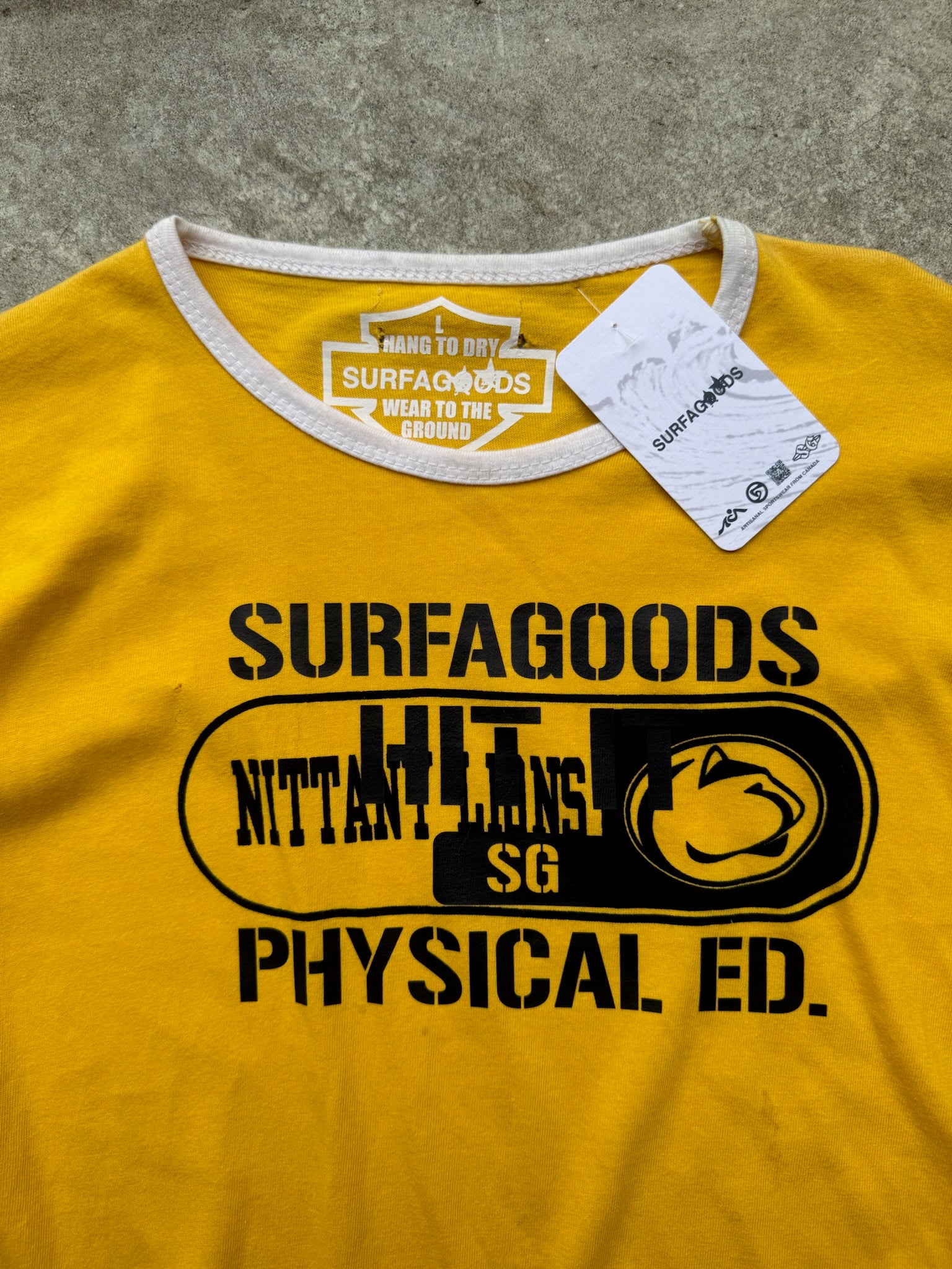 PHYS ED RE-PRINT VINTAGE RINGER TEE CROPPED 1/1 L
