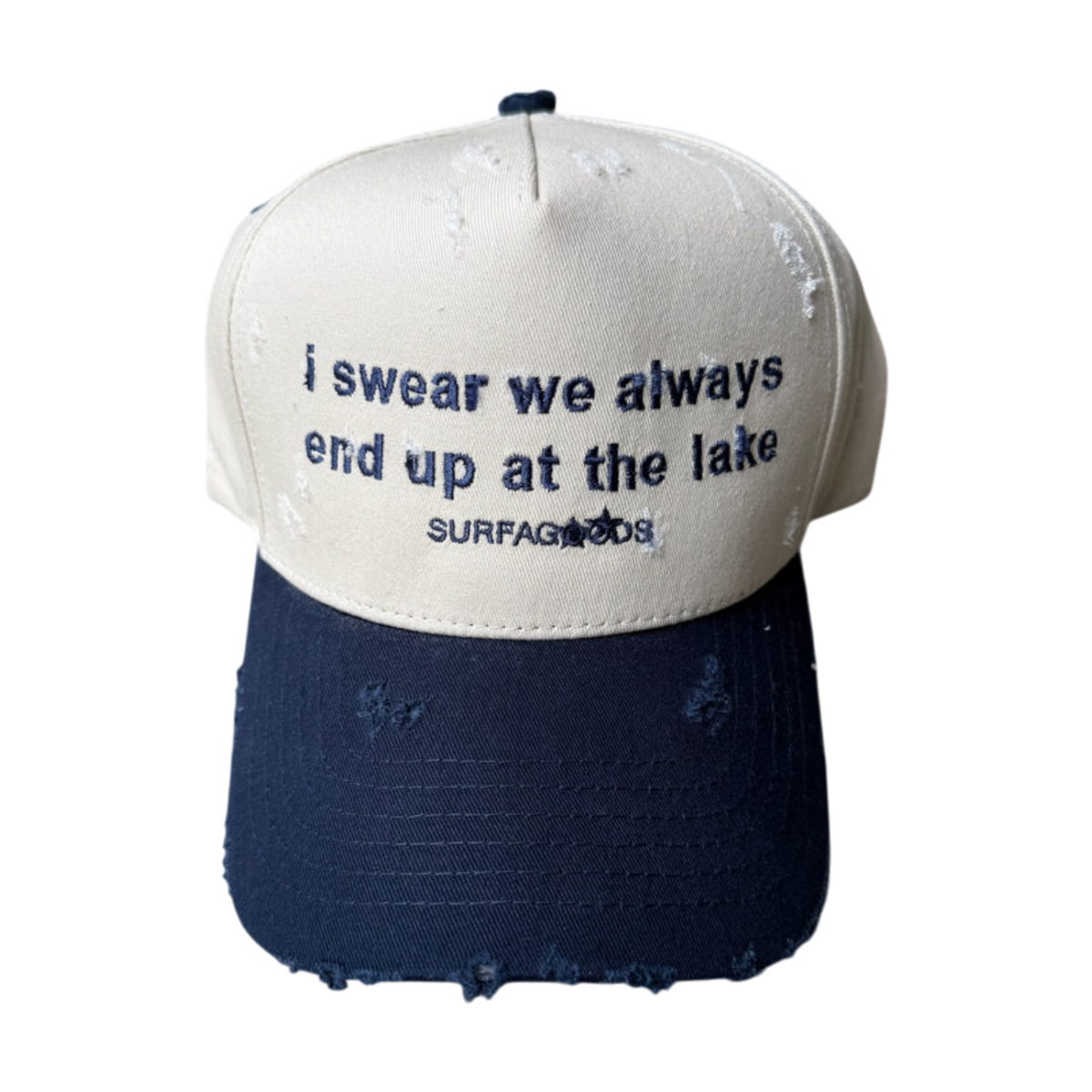 DISTRESSED LAKE CAP — Cotton Twill Trucker — NAVY