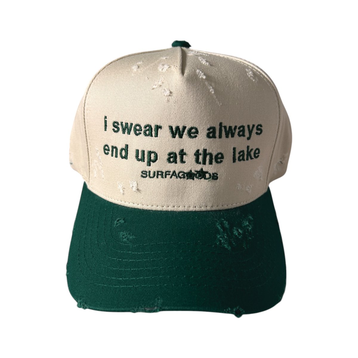 DISTRESSED LAKE CAP — Cotton Twill Trucker — FOREST GREEN