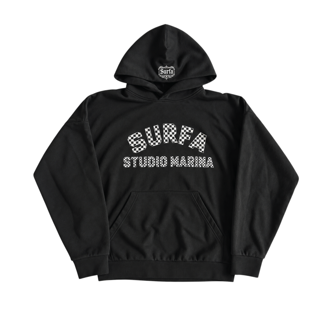 CHECKERBOARD — Washed Black Heavyweight Hoodie SAMPLE*