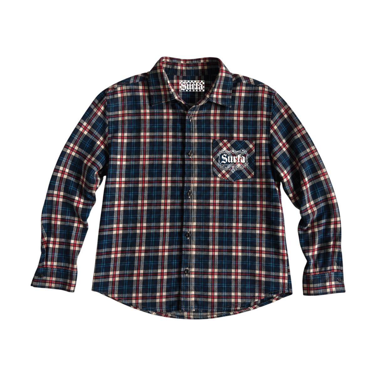 BLUE RED WHITE — Vintage Plaid Flannel 1/1*