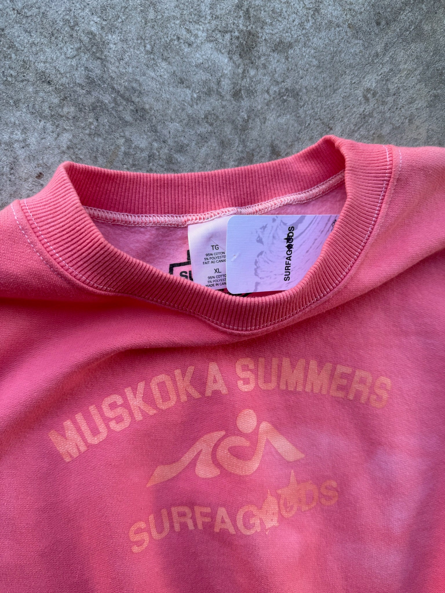 MUSKOKA SUMMERS HAND DYED CREWNECK MADE IN CANADA MULTIPLE SIZES** CORAL